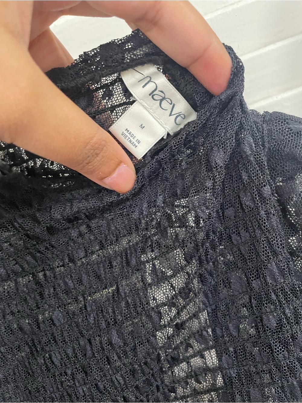 NWT Maeve Sheer Black Ruffle Lace High-Neck Blouse - Picture 5 of 12